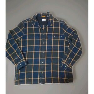Timberland Mens XXL Heavyweight Plaid Flannel Overshirt Shirt Jacket Blue Brown